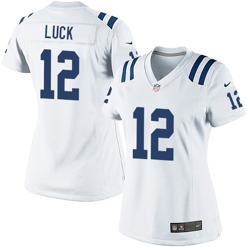 Women's Elite Andrew Luck Nike Jersey White Road - #12 NFL Indianapolis Colts